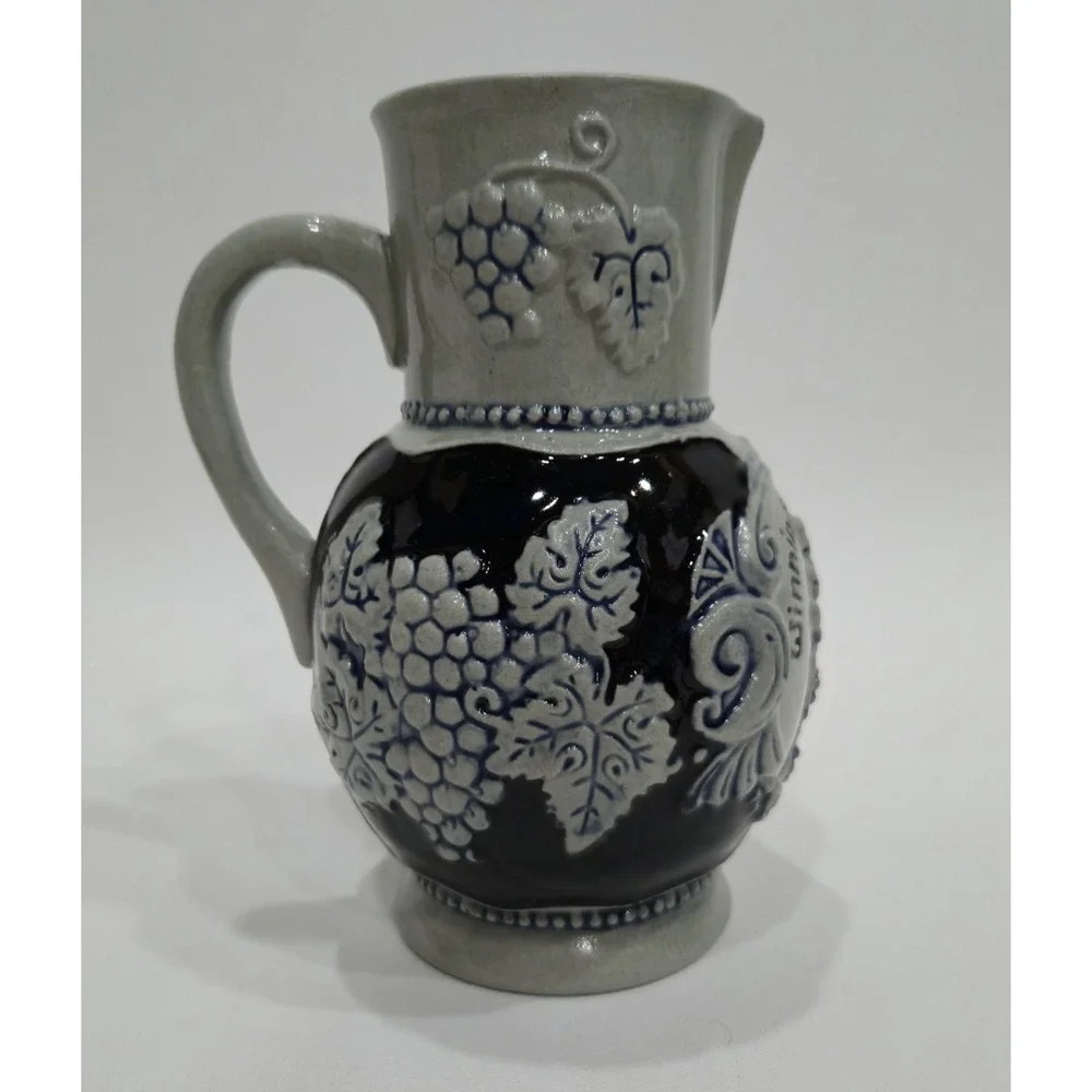 Vintage Marzi & Remy German Salt Glaze Stoneware Pitcher Winninger Weinhex Jug